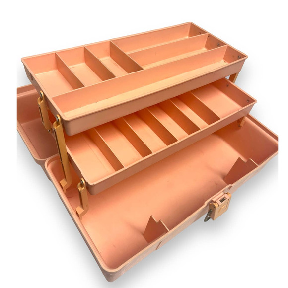 Vtg CABOODLES 80's Make-Up Storage Case - Peach - RARE Color | Vintage - Picture 3 of 9